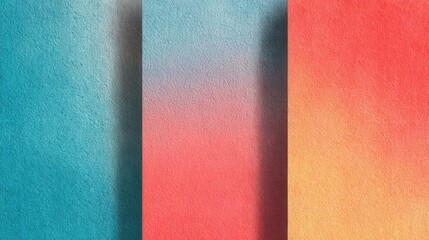Radiant summer gradient with turquoise blue, coral orange, and light pink tones, featuring smooth blending and textured grain for trendy posters