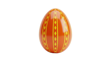 Isolated Decorated Easter Egg with Yellow Diamonds and Lines for Easter Holiday Season