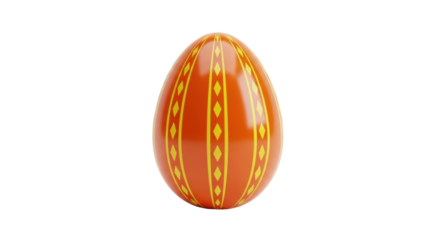 Isolated Decorated Easter Egg with Yellow Diamonds and Lines for Easter Holiday Season