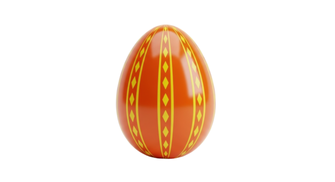 Isolated Decorated Easter Egg with Yellow Diamonds and Lines for Easter Holiday Season - Powered by Adobe