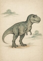 Fototapeta premium Vintage dinosaur art illustration