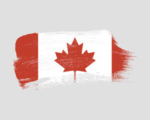 Textured brushstroke design vividly represents the national flag of Canada with patriotic symbolism and bold colors.