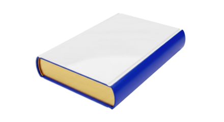 Isolated book with blue hardcover and golden pages, a literary resource for creative projects