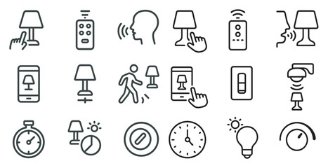 Fototapeta premium Smart home control line icons set – automation, digital, technology symbols