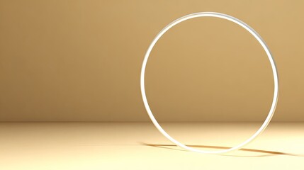 Minimalist light ring on earthy background with copy space