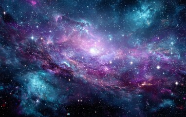Fototapeta premium Stunning Colorful Galaxy with Vibrant Nebulae and Stars in a Cosmic Scene of Infinite Space and Celestial Beauty