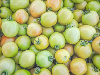 Close-up of a Pile of Orange and Green Tomatoes