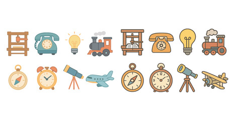 Vintage and retro icons set &ndash; flat style, antique, classic design elements