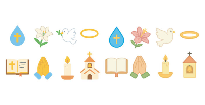 Religious symbols icons set in flat style – faith, spirituality, worship visuals