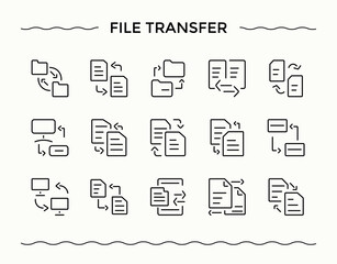File Transfer icon set. Vector outline icons collection. Form icon set. Contains outline symbols like document, page, doc, form, note and more.