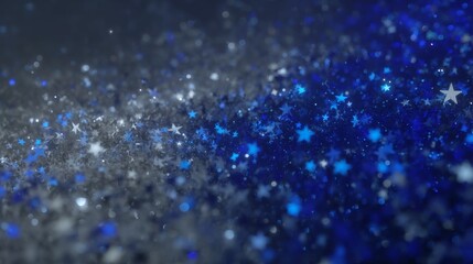 Sparkling Blue Stars Glittering on Night Sky Background in a Dreamy and Magical Atmosphere for Background Designs and Textures