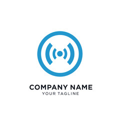 Blue Circle with WiFi Signal Icon Logo Design.