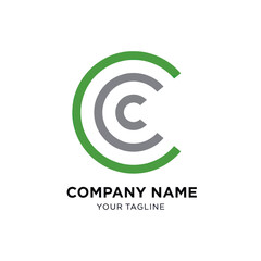 Obraz premium Modern Letter C Logo Design with Concentric Circles in Green and Gray.