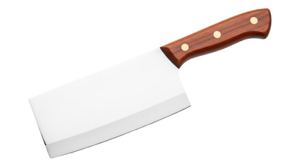 Isolated meat cleaver with wood handle ready to cut food in restaurant or cooking studio