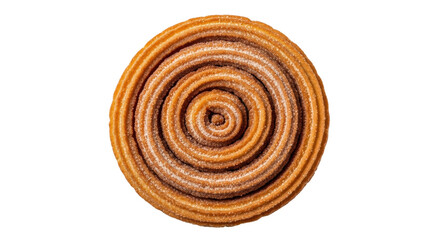 Isolated Churro loop dessert food with sugar powder, traditional pastry snack treat