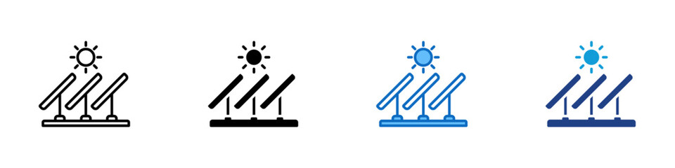 Solar Panels Multiple Style Icon Design Vector - Solar panels under the sun producing clean renewable energy from sunlight