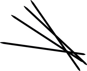 Silhouette of Wooden Tooth picks. icon of sharp wood sticks for dental hygiene and oral care. illustration of several wooden toothpicks arranged on a white background. Elegant cocktail skewers. 