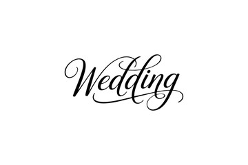Elegant "Wedding" Calligraphy Typography Design – Romantic Script Word Art for Invitations & Decor