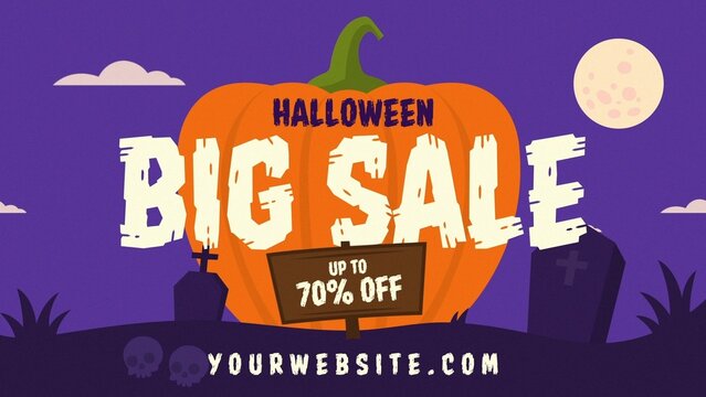 Halloween Scary Gravestone Pumpkin Horror Sale Discount Promo