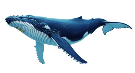 Isolated Humpback Whale Vector Illustration Swimming, Aquatic Animal, Undersea Marine Life