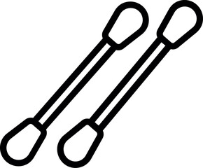 Two cotton swabs outline. Icon of Two cotton buds. Cotton buds icon Black line art vector logo. Crossed cotton buds glyph icon