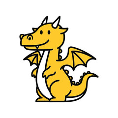 Cute yellow dragon illustration adorable fantasy creature cartoon character vector