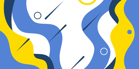 Abstract backgrounds colorful template banner and geometric. Design with liquid shape with blue, yellow and white color. modern wavy shapes abstract curvy