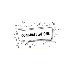 Celebration message congratulations speech bubble fun abstract geometric shapes greeting vector © azad
