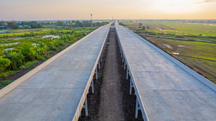 The concrete road has just been completed.