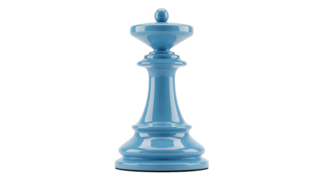 Isolated blue chess queen piece game strategy on table playing board chessman pawn figure