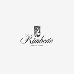 Elegant beauty salon logo design with vintage lettering and stylized woman icon for sophisticated brand identity and beauty business promotion