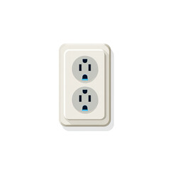 A vector graphic of a wall outlet with two slots and a grounding hole