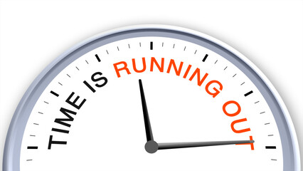 Time is running out concept illustrated on a clock, symbolizing urgency, countdown, deadlines, time pressure, productivity, task management, and schedule, with a clean minimal illustrative design