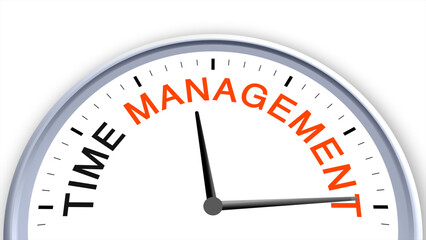 Time management concept illustrated on a clock, symbolizing productivity, organization, scheduling, efficiency, task handling, and daily routine, with a clean minimal illustrative design