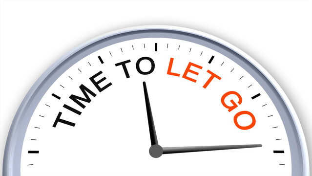Time to let go concept illustrated on a clock, symbolizing release, freedom, relaxation, moving forward, and emotional balance, capturing calm, reflection, and the peace of letting go