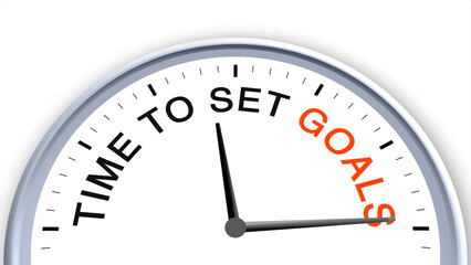 Time to set goal concept illustrated on a clock, symbolizing ambition, focus, planning, achievement, and productivity, capturing determination and the clarity of a structured daily routine