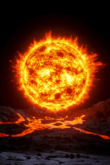 Fototapeta premium Burning earth on fire caused of Global Warming effect. 
