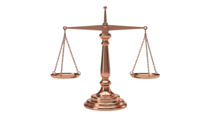 Isolated bronze scale of justice statue for law and legal balance and fair judgment decision