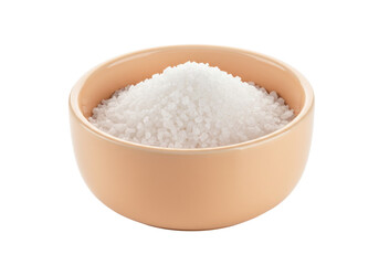 Isolated bowl full of salt crystals or bath salts on plain backdrop ready for food concepts