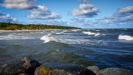 waves are moving towards the shore