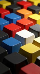 Obraz premium Colorful Blank Cubes in a Grid Pattern with Shallow Depth of Field