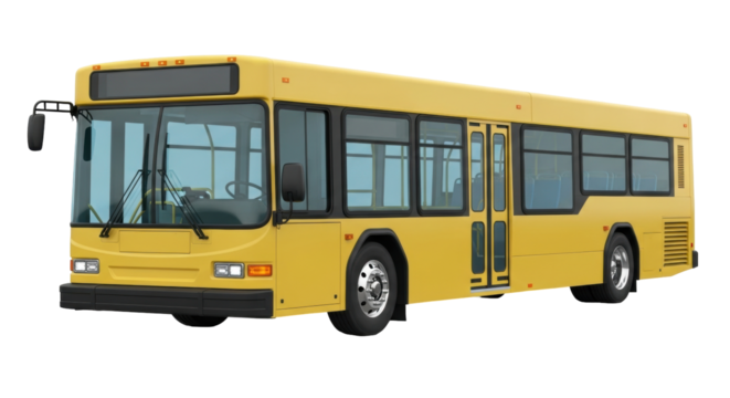 Isolated Yellow Bus on a Neutral Background Transportation for Commuters Public Transit Vehicle