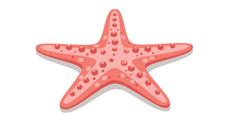Obraz premium Cartoon pink starfish with bubbles on white background