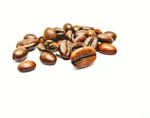 Roasted coffee beans close up