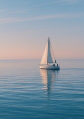 Fototapeta premium Serene sailboat on tranquil water.