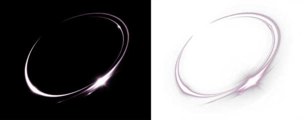 Abstract circular PNG overlay with luminous glow effect on black and white backgrounds, ideal for creative design projects and enhancing visual storytelling