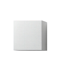 Isolated, solid, white cube shape against a black background. The object's edges show subtle shading