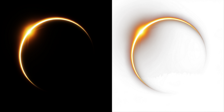 Stunning solar eclipse png overlay featuring a glowing ring of light against a dark background, perfect for creative projects and visual storytelling with copy space