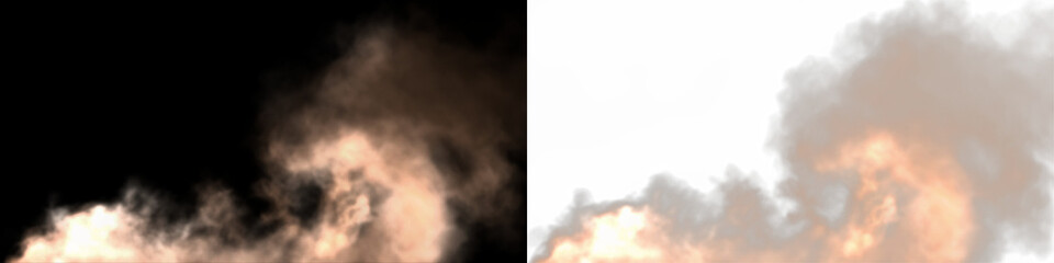 Smoke overlay illustration featuring soft, swirling clouds in contrasting colors, creating a dramatic effect with copy space for design applications and creative projects