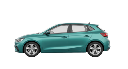 Isolated teal hatchback car, a compact and modern vehicle for urban and family transport